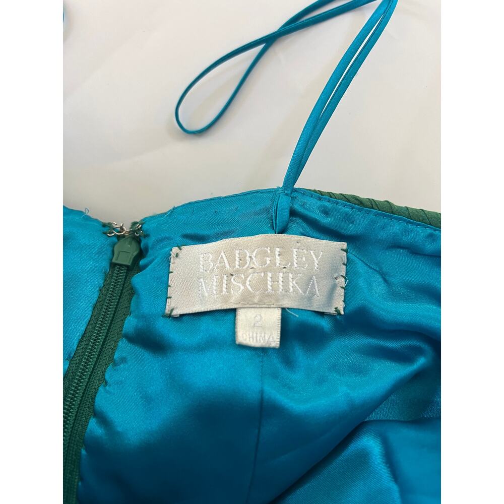 Badgley Mischka Strapless Maxi Dress Size 2 Teal Formal Event Prom Y2K Gala - Picture 3 of 16
